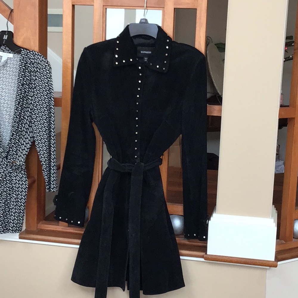 Express Leather suede Trench coat